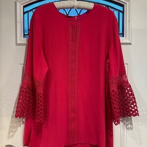 Elie Tahari Deena Bell Sleeve Embroidered Blouse, XL